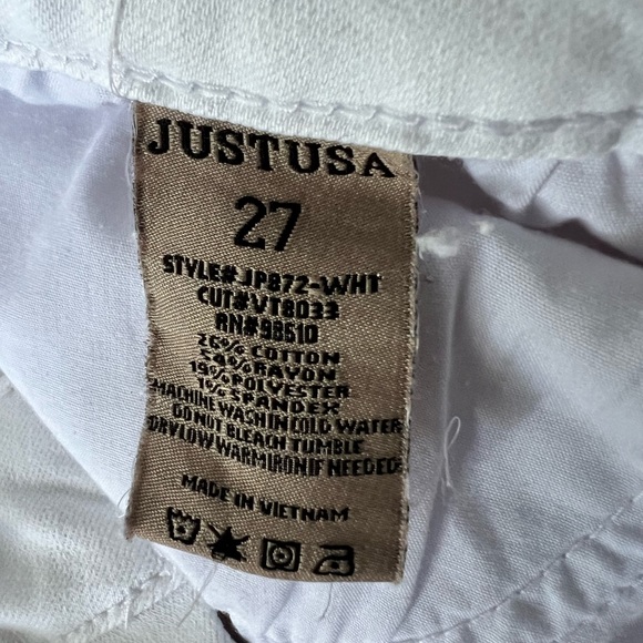 JUST USA white denim skinny pant with zip hem size 27 - Picture 5 of 8